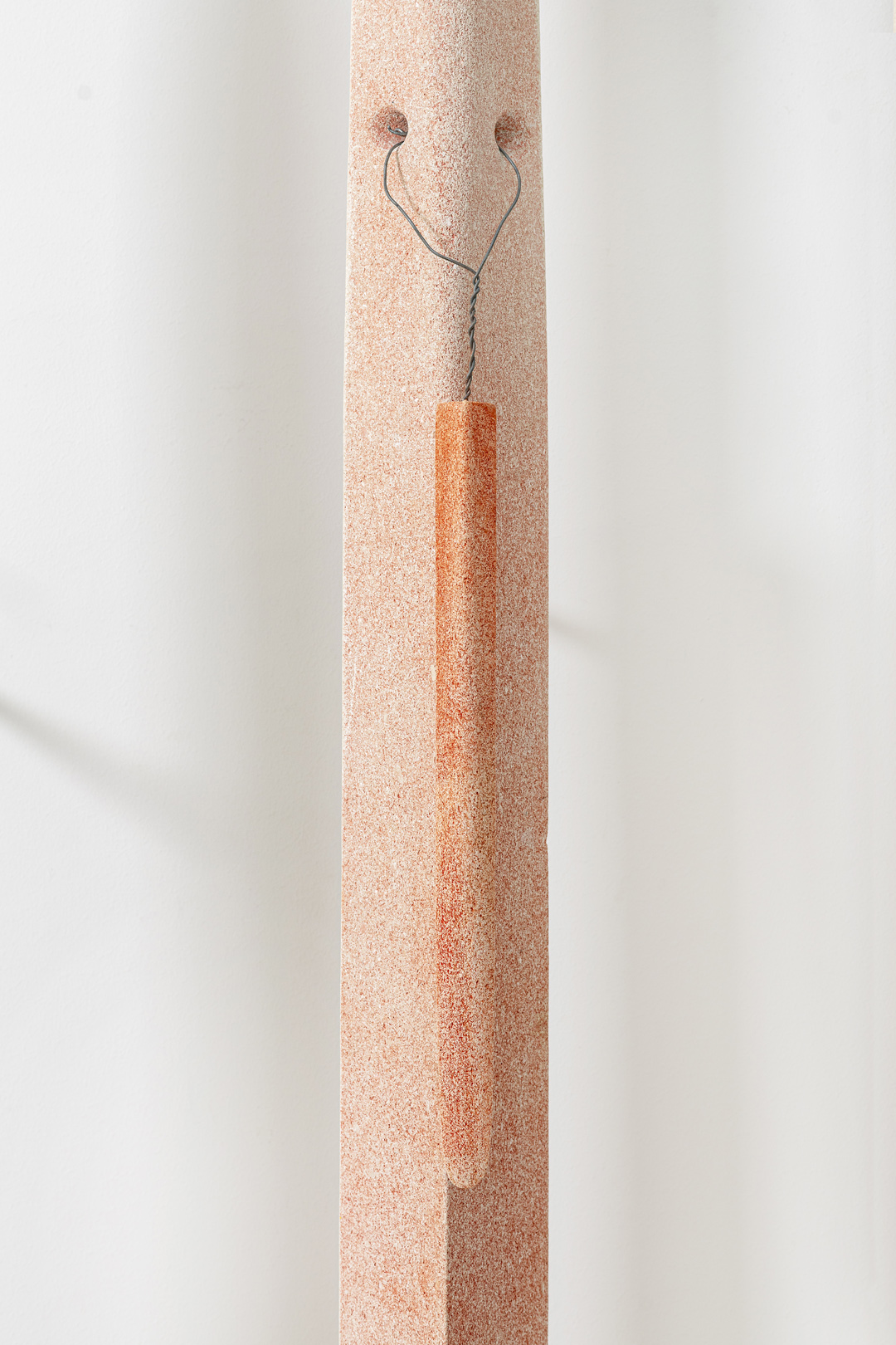 FIGURINE Ι, 2024 | calcarenite stone Pachna formation / metal / 210 x 12 x 24 cm